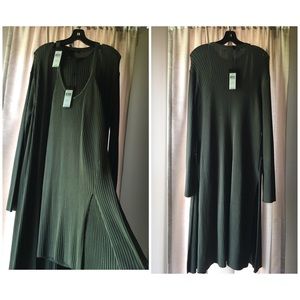 BCBG Green Mini Tube-Dress with Cardigan